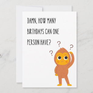 Funny Birthday Greeting Card Monkey Unique Humor