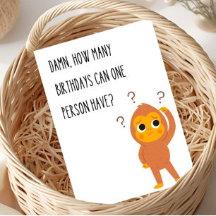 Funny Birthday Greeting Card Monkey Unique Humor