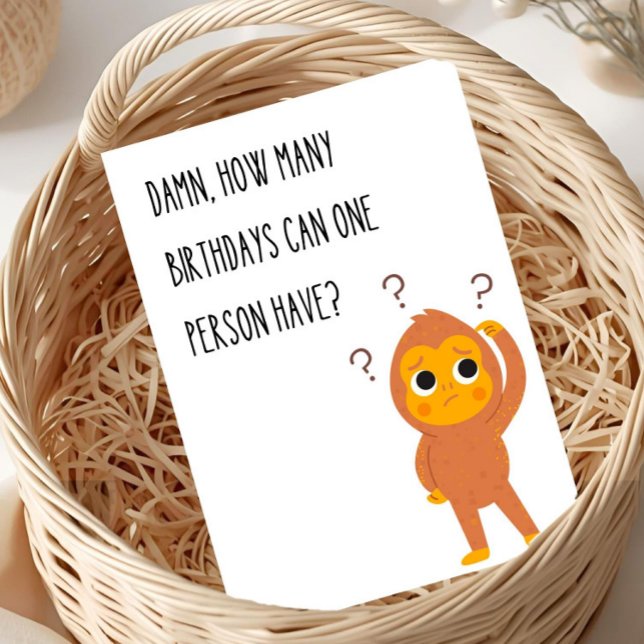 Funny Birthday Greeting Card Monkey Unique Humor (Creator Uploaded)