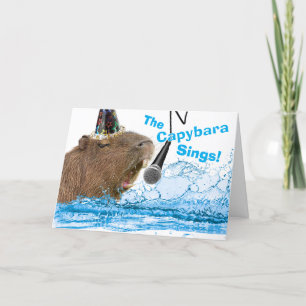 Funny Birthday Happy Capybara Sings Card