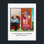 Funny Birthday Humor Postcard<br><div class="desc">Wonderfully funny and slightly sarcastic cartoon characters in hilarious situations and settings, great fun for the wonderfully funny and slightly sarcastic character you know. Enjoy spreading the laughter with this hilarious happy birthday humor postcard by artist Bill Abbott. Syndicated artist Bill Abbott’s cartoon Spectickles has appeared in Readers Digest, Saturday...</div>