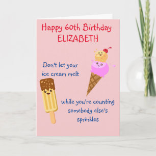 Funny Birthday Ice Cream Any Year Add Your Name Card