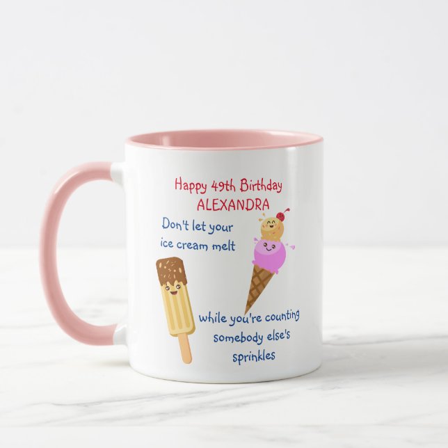 Funny Birthday Ice Cream Sprinkles Humor Kawaii Mug (Left)
