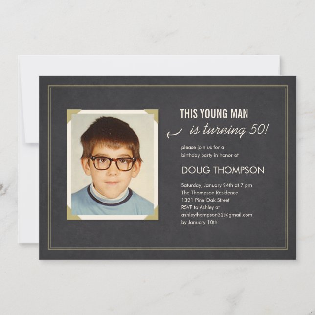 Funny Birthday Invitations with an Old Photo (Front)