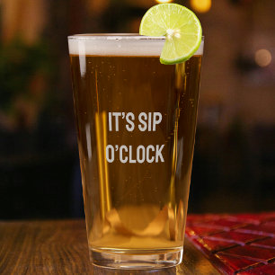 Funny Birthday It’s Sip O’Clock for Dad Custom Pint Glass