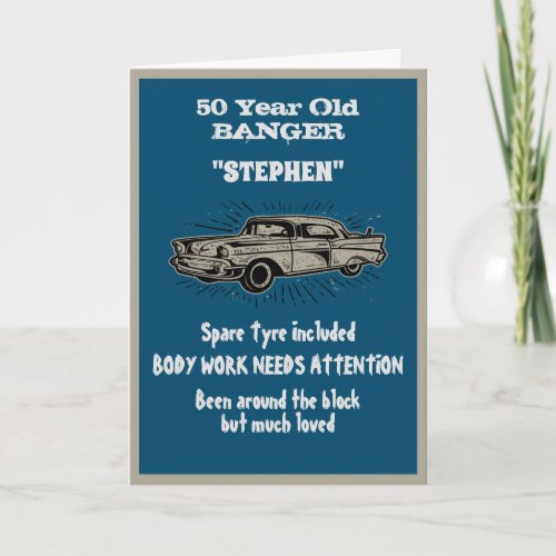 Funny Birthday Joke Getting Old Vintage Car Pun Card