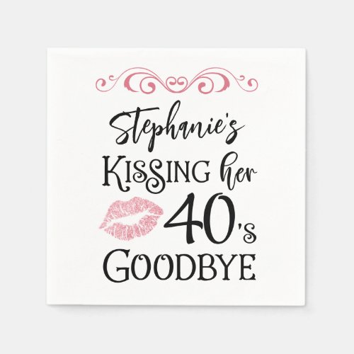Funny Birthday Kissing A Decade Goodbye Custom Napkins