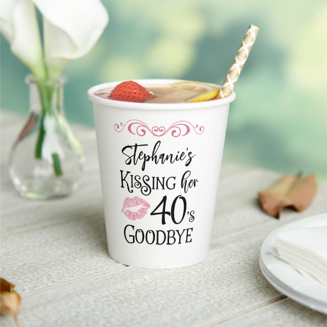 Funny Birthday Kissing A Decade Goodbye Custom Paper Cups (Insitu)