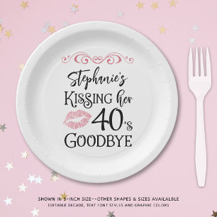 Funny Birthday Kissing A Decade Goodbye Custom Paper Plates