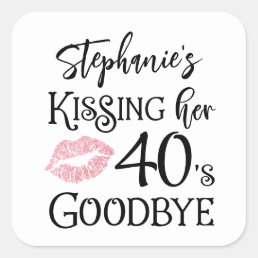 Funny Birthday Kissing A Decade Goodbye Custom Square Sticker