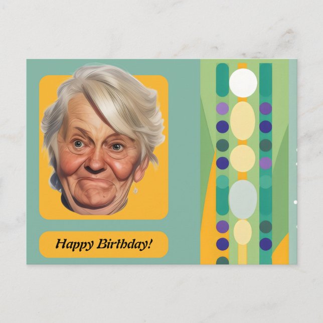 Funny Birthday Lady Retro Postcard (Front)