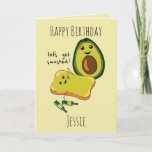 Funny Birthday Let's Get Smashed Avocado Friends Card<br><div class="desc">Happy birthday,  let's get smashed! Funny mashed avocado food pun for a best friend's birthday</div>