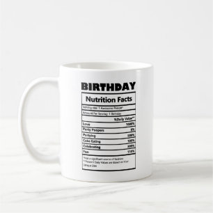Funny Birthday Nutrition Facts Postcard Coffee Mug