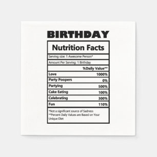 Funny Birthday Nutrition Facts Postcard Napkins