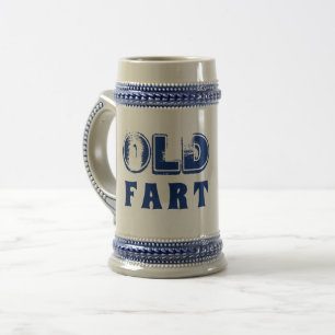 Funny Birthday "Old Fart" Distressed Text  Beer Stein
