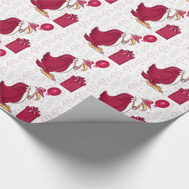 Funny Birthday Old Female Buzzard in Pink Wrapping Paper (Corner)