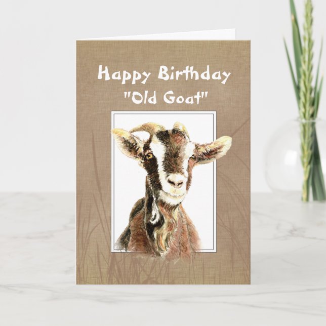 Funny Birthday Over the Hill Old Goat Humor Card (Front)