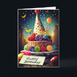 Funny Birthday Party, 5" x 7" Folded Greeting Card<br><div class="desc">This funny and playful birthday card is designed for teens or adults. Everyone likes cake for their birthday.</div>