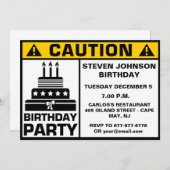 Funny Birthday Party Caution Signboard Invitation (Front/Back)