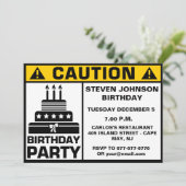 Funny Birthday Party Caution Signboard Invitation (Standing Front)