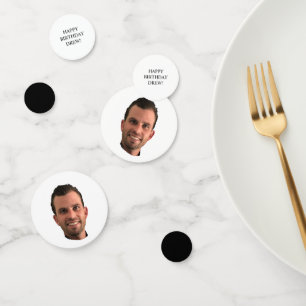 Funny Birthday Party Face Black and White Custom Confetti