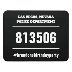 Funny Birthday Party Mug Shot Door Sign
