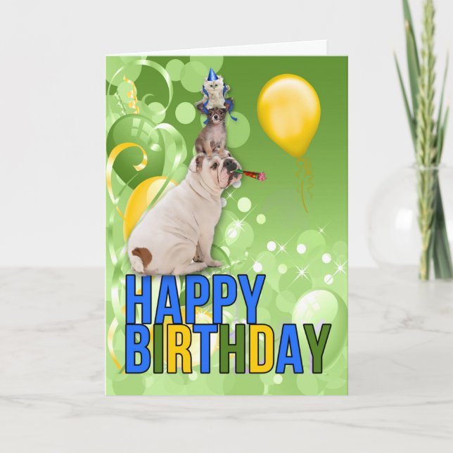 Funny Birthday Pets for a Well Balanced Person Card (Front)