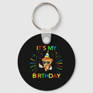 Funny Birthday Pizza Party Quote Keychain