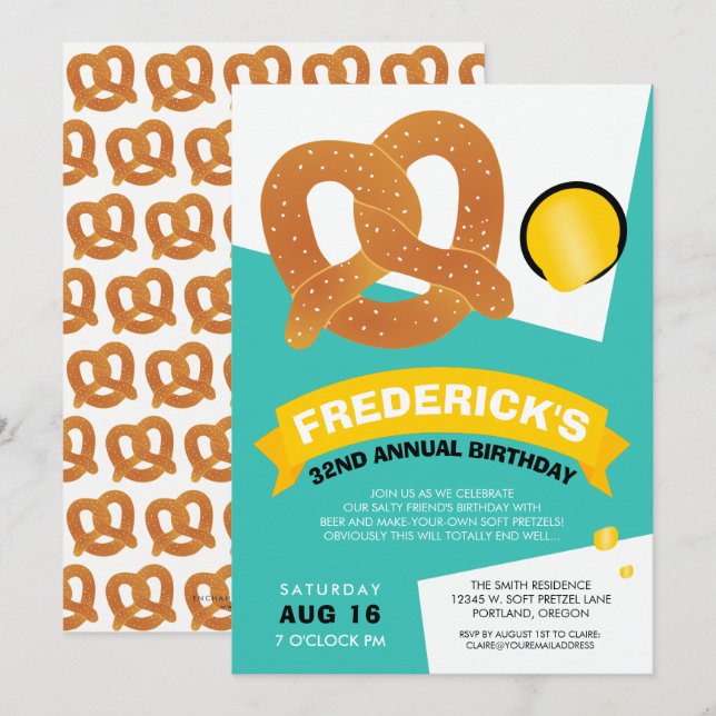 Funny Birthday Pretzel Party Invitation (Front/Back)