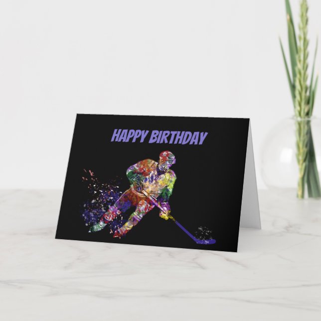 Funny Birthday Puck You're Old  Hockey Player Card (Front)