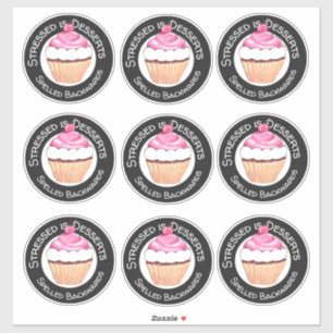 Funny Birthday Quote Stickers Pink Cupcakes