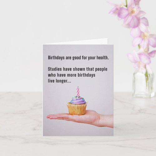 Funny Birthday Quote with Cupcake Card