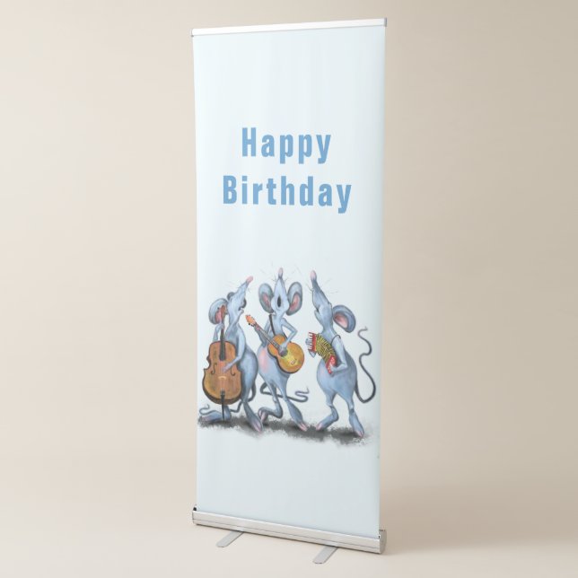 Funny Birthday Retractable Banner Mouse Music Band (3/4)