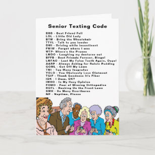 Funny Birthday Seniors Texting Code Card