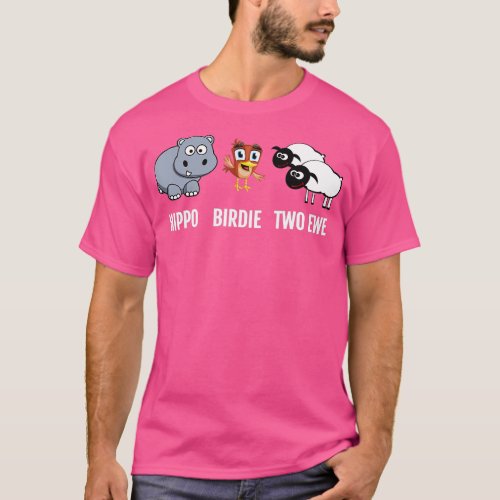 Funny Birthday Shirt Hippo Birdie Two Ewe pun 