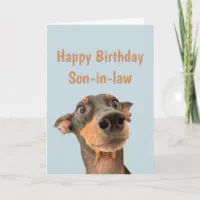 Funny Birthday Son-in-law Shocked Dog Animal Card