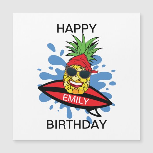 Funny Birthday Surfing Pineapple (Front)