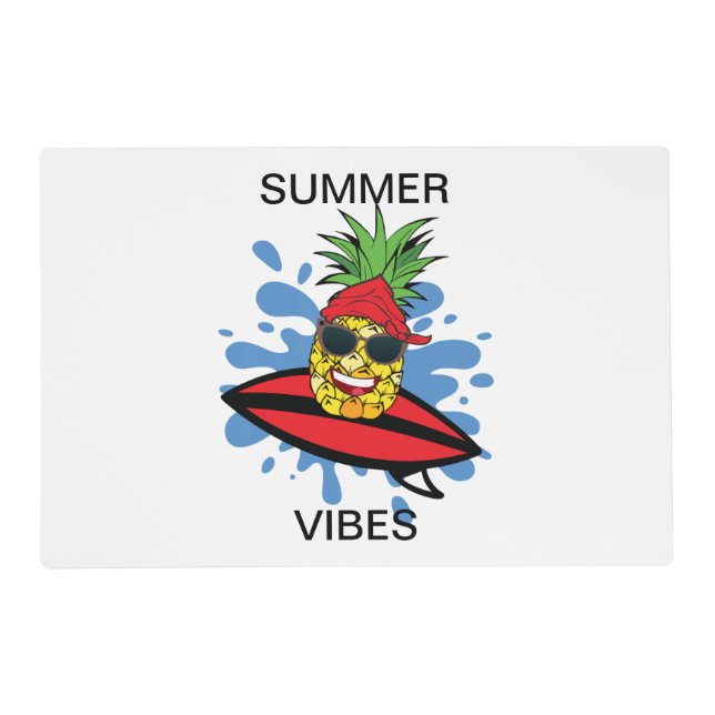 Funny Birthday Surfing Pineapple Placemat (Front)