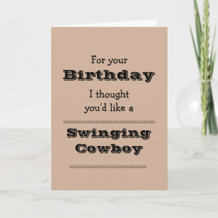 Funny Birthday Swinging Cowboy Cartoon Card