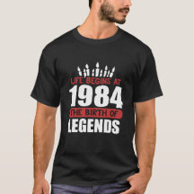 Funny Birthday T Shirt Life Begins at 1984 The