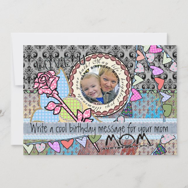 Funny birthday template photo card - mom (Front)