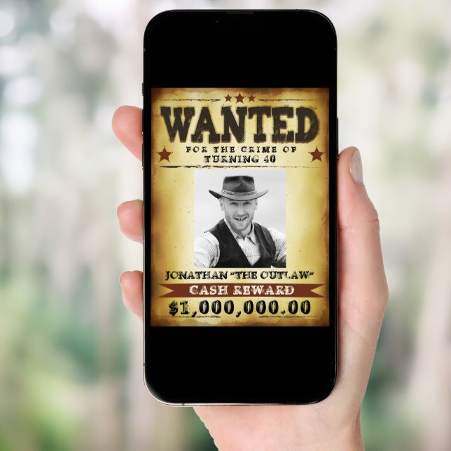 Funny Birthday Wanted Poster, Add Your Photo Text Poster (Front Digital)