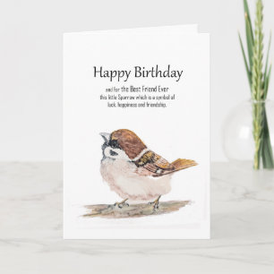 Funny Birthday Wishes Friend Sparrow Bird Card