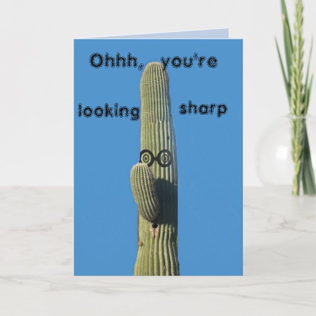Funny Birthday Wishes Southwest Saguaro Cactus Card (Front)