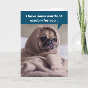 Funny Birthday Words Of Wisdom From Jedi Pug Card
