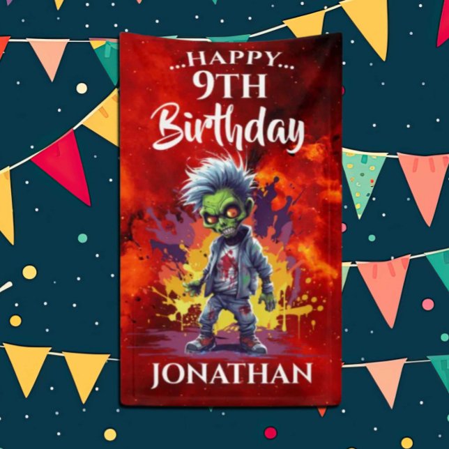Funny Birthday Zombie Boy Banner (Zombie Walkers,  Your birthday party won't be complete without an array of gruesome zombie props! )