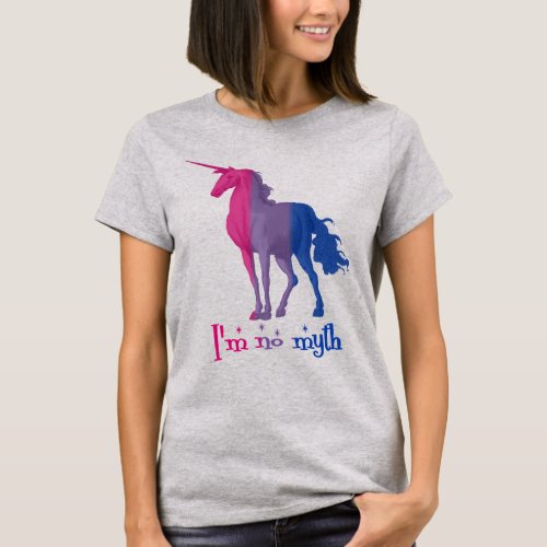 Funny Bisexual Flag Colors Unicorn Im No Myth T_Shirt