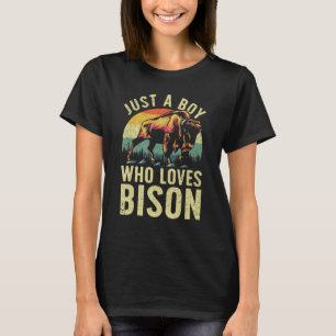 Funny Bison Design For Boys Men Buffalo Bovid Anim T-Shirt