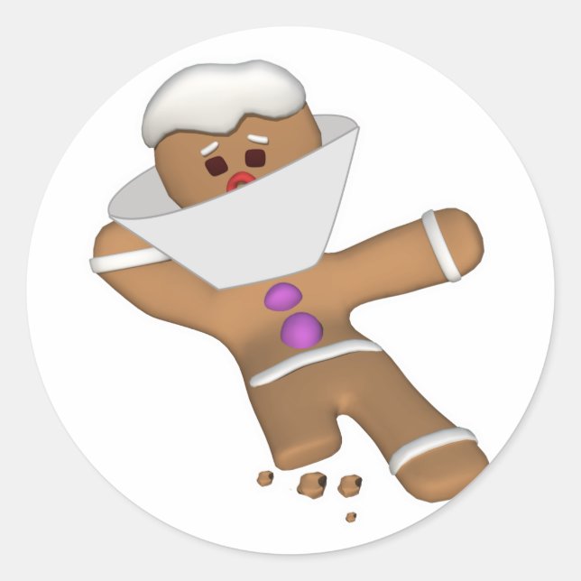 Funny Bit Himself Gingerbread Man Classic Round Sticker (Front)