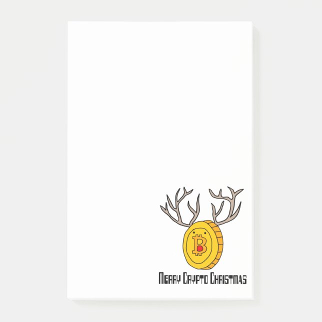 Funny Bitcoin Reindeer Merry Crypto Christmas Post-it Notes (Front)